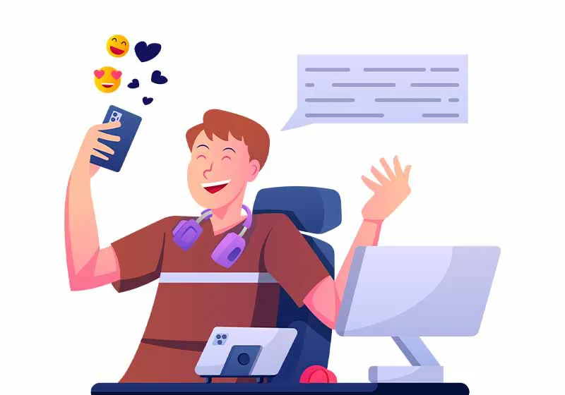 Ilustração de uma pessoa feliz em descobrir como cativar sua audiência online!